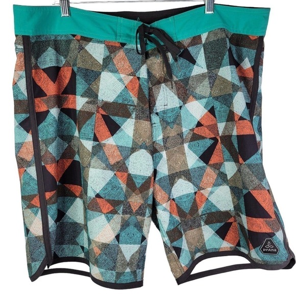 PrAna High Seas Board 9" Shorts Swim Trunks UPF 50+ Beach Mens 40 Printed - Picture 2 of 10